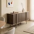 OVIALA - Buffet effet bois 4 portes 180 cm taupe - Nelio - vignette