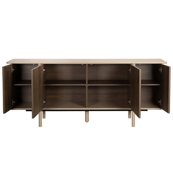OVIALA - Buffet effet bois 4 portes 180 cm taupe - Nelio - large