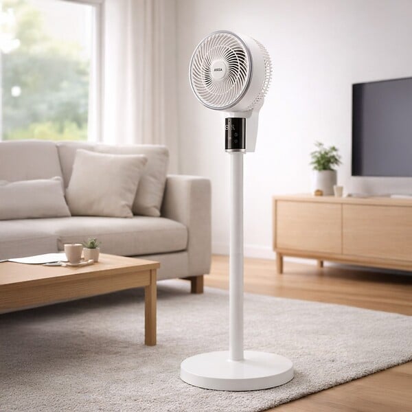 JOCCA - Ventilateur sur pied 30W Blanc 8 Vitesses Hauteur réglable 70-100cm Oscillation 3D 120° Minuterie 12h Écran Digital Jocca - large
