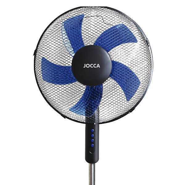 JOCCA - Ventilateur sur pied 45W H125cm Oscillation 90° 3 vitesses 5 pales Design Noir & Bleu Débit d'air puissant Fortes Chaleurs Jocca - large