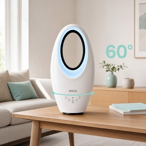 JOCCA - Ventilateur sans pales 65W Télécommande, Oscillation, Minuterie 12h, 3 Vitesses, Éclairage LED 4 Couleurs, Bruit réduit Jocca - large