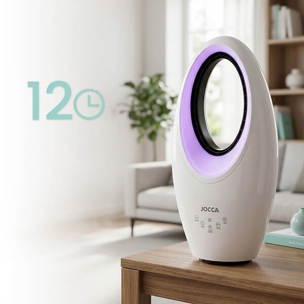 JOCCA - Ventilateur sans pales 65W Télécommande, Oscillation, Minuterie 12h, 3 Vitesses, Éclairage LED 4 Couleurs, Bruit réduit Jocca - large
