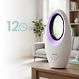 JOCCA - Ventilateur sans pales 65W Télécommande, Oscillation, Minuterie 12h, 3 Vitesses, Éclairage LED 4 Couleurs, Bruit réduit Jocca - vignette