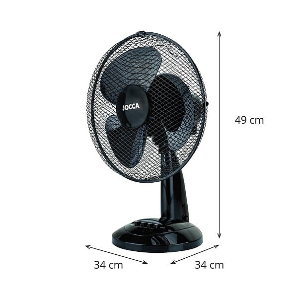 JOCCA - Ventilateur sur pied noir 40W 3 vitesses d'air - Ventilateur de table Oscillation 90° Tête Inclinable 34 x 34 x 49 cm Jocca - large