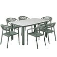 OVIALA - Table de jardin aluminium 150x90 cm et 6 chaises textilène vert - Nocera - vignette