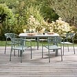 OVIALA - Table de jardin aluminium 150x90 cm et 6 chaises textilène vert - Nocera - vignette