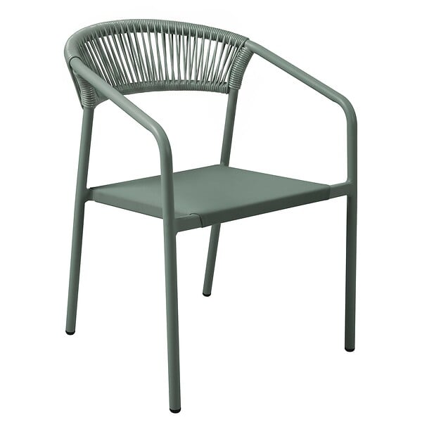OVIALA - Table de jardin aluminium 150x90 cm et 6 chaises textilène vert - Nocera - large