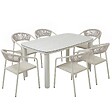 OVIALA - Table de jardin aluminium 150x90 cm et 6 chaises textilène beige - Nocera - vignette