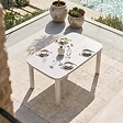 OVIALA - Table de jardin aluminium 150x90 cm et 6 chaises textilène beige - Nocera - vignette