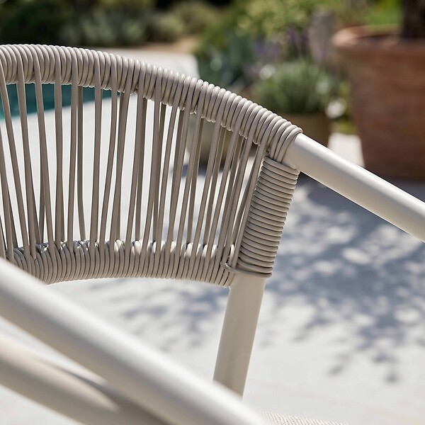 OVIALA - Table de jardin aluminium 150x90 cm et 6 chaises textilène beige - Nocera - large