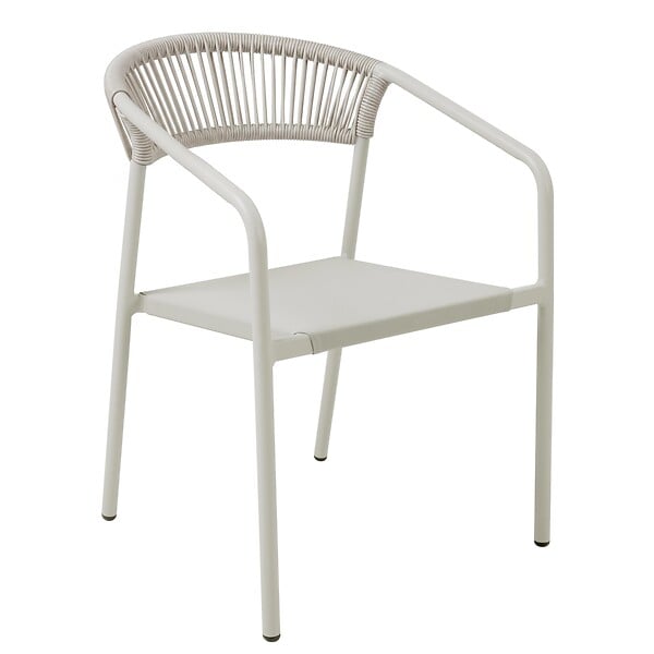 OVIALA - Table de jardin aluminium 150x90 cm et 6 chaises textilène beige - Nocera - large