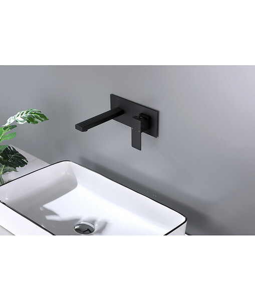 LUXURYBAIN - LuxuryBain, Robinet, mitigeur de lavabo encastré design noir mat pour salle de bain - large