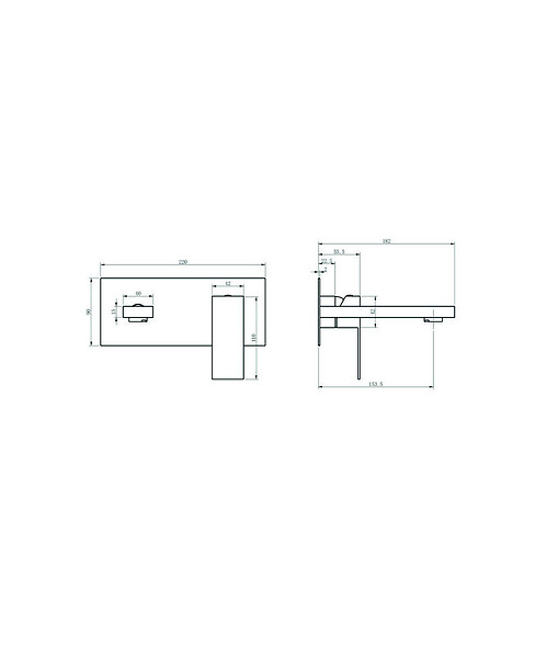 LUXURYBAIN - LuxuryBain, Robinet, mitigeur de lavabo encastré design noir mat pour salle de bain - large