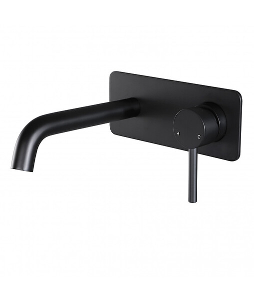 LUXURYBAIN - LuxuryBain, Robinet, mitigeur de lavabo encastré rond design noir mat pour sallle de bain - large