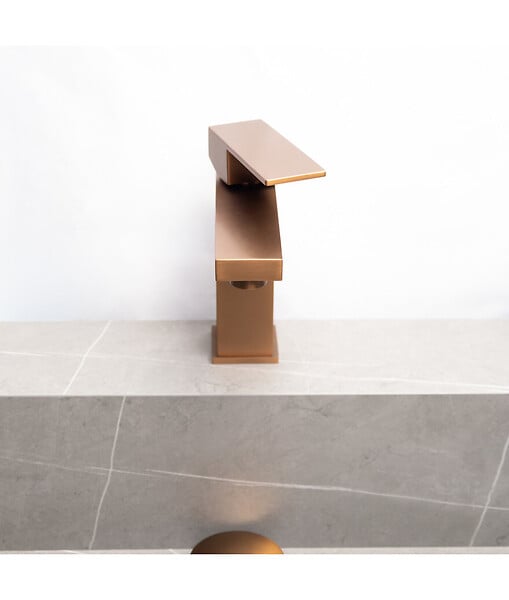 LUXURYBAIN - LuxuryBain, Robinet, mitigeur de lavabo design cuivré pour salle de bain - large