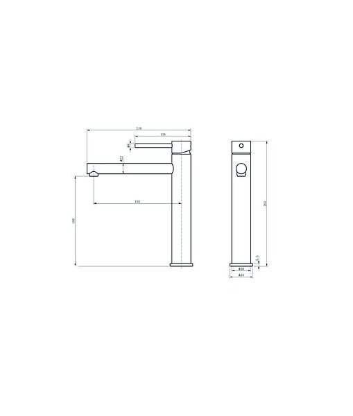 LUXURYBAIN - LuxuryBain, Robinet, mitigeur de lavabo réhaussé rond design noir mat pour salle de bain - large