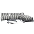 OVIALA - Salon de jardin modulable rayé 4 places avec structure gris - Mixi - vignette