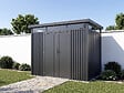 HABITAT ET JARDIN - Abri de jardin métal premium avec toit plat et porte battante "Lexinton" - 6,76 m² - Gris - vignette