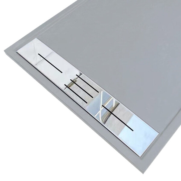 STANO - Receveur de douche 90 x 140 cm extra plat gris LUCIA en SoliCast® surface ardoisée - large