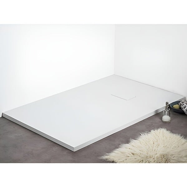 STANO - Receveur de douche 80 x 100 cm extra plat blanc PIATTO en SoliCast® surface ardoisée - large