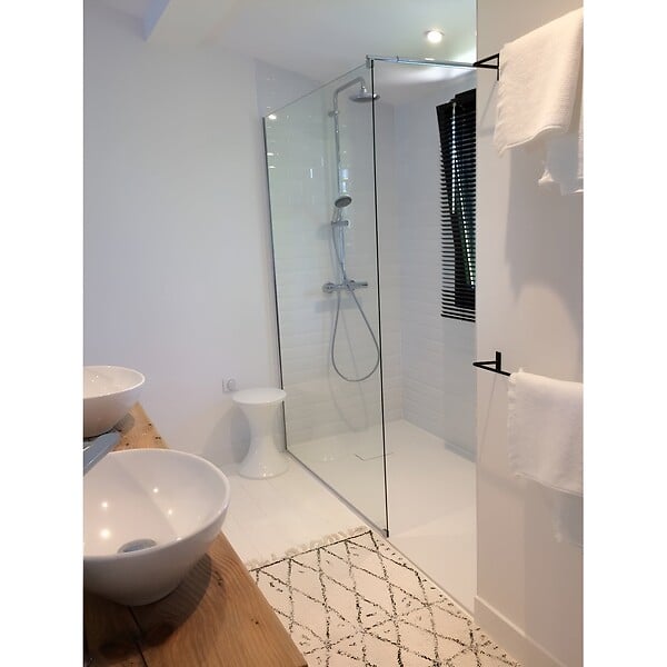 STANO - Receveur de douche 80 x 100 cm extra plat blanc PIATTO en SoliCast® surface ardoisée - large