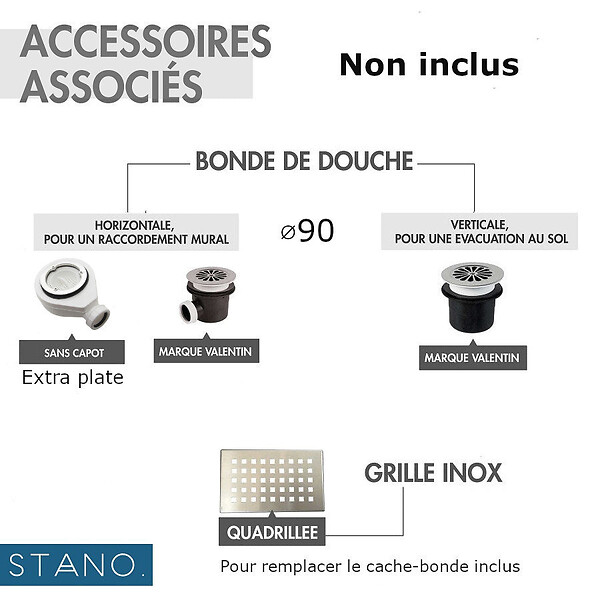 STANO - Receveur de douche 90 x 120 cm extra plat noir PIATTO en SoliCast® surface ardoisée - large