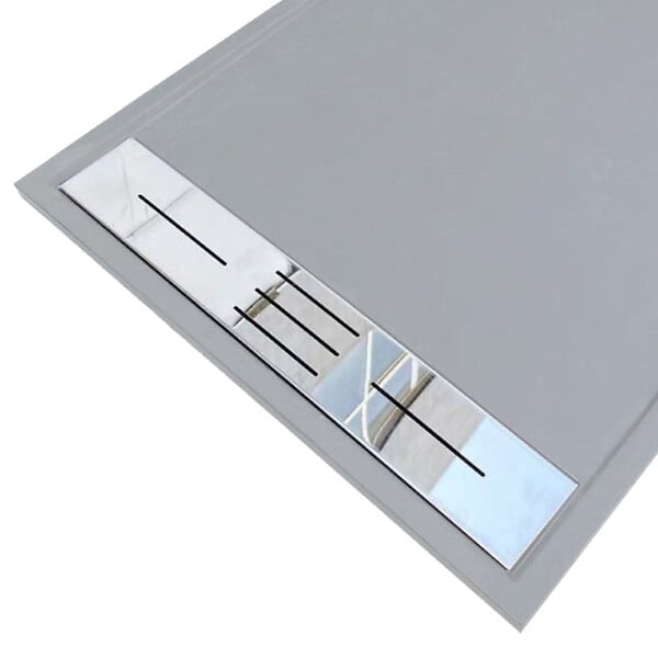 STANO - Receveur de douche 90 x 160 cm extra plat gris LUCIA en SoliCast® surface ardoisée - large