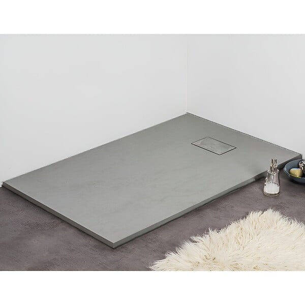 STANO - Receveur de douche 90 x 160 cm extra plat gris PIATTO en SoliCast® surface ardoisée - large
