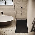 STANO - Receveur de douche 80 x 120 cm extra plat noir LUCIA en SoliCast® surface ardoisée - vignette