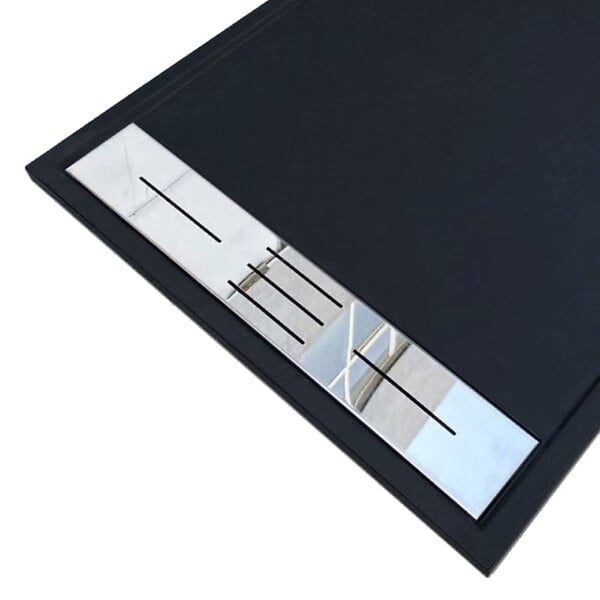 STANO - Receveur de douche 80 x 120 cm extra plat noir LUCIA en SoliCast® surface ardoisée - large