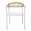 OVIALA - Chaise de jardin en métal et rotin synthétique avec accoudoirs blanc - Rhodes - vignette