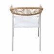 OVIALA - Chaise de jardin en métal et rotin synthétique avec accoudoirs blanc - Rhodes - vignette