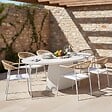 OVIALA - Chaise de jardin en métal et rotin synthétique avec accoudoirs blanc - Rhodes - vignette