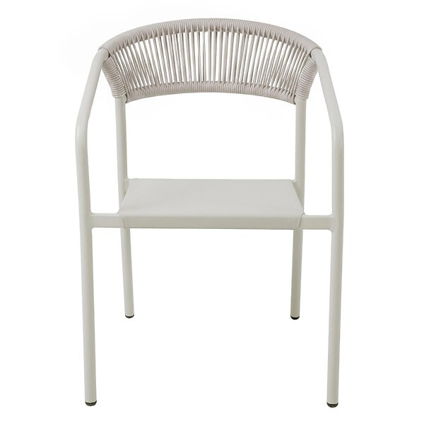 OVIALA - Chaise de jardin aluminium et rotin synthétique avec accoudoirs beige - Nocera - large