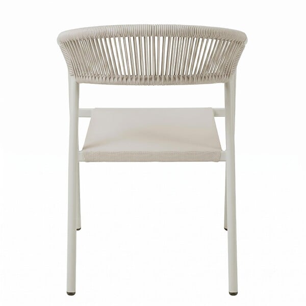 OVIALA - Chaise de jardin aluminium et rotin synthétique avec accoudoirs beige - Nocera - large