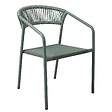 OVIALA - Chaise de jardin aluminium et rotin synthétique avec accoudoirs vert - Nocera - vignette