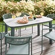OVIALA - Chaise de jardin aluminium et rotin synthétique avec accoudoirs vert - Nocera - vignette