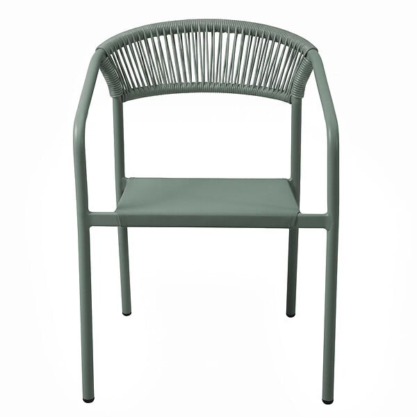 OVIALA - Chaise de jardin aluminium et rotin synthétique avec accoudoirs vert - Nocera - large