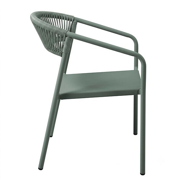 OVIALA - Chaise de jardin aluminium et rotin synthétique avec accoudoirs vert - Nocera - large