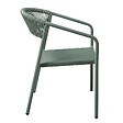 OVIALA - Chaise de jardin aluminium et rotin synthétique avec accoudoirs vert - Nocera - vignette