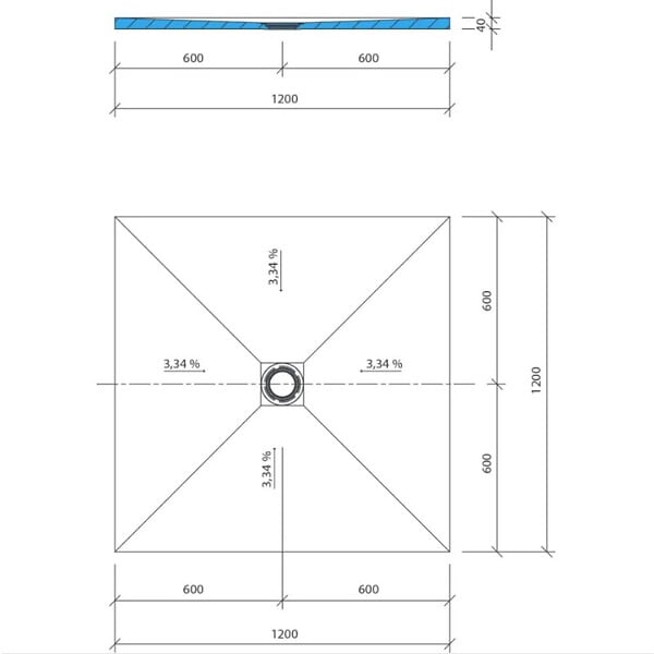 WEDI - Receveur à carreler FUNDO PRIMO écoulement centré - Carré : 1200 x 1200 x 40 mm- réf : 073735171 - WEDI - large