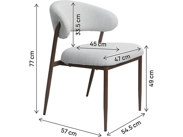 HABITAT ET JARDIN - Lot de 2 chaises de salle à manger en tissu et métal "Edena" - Gris clair - large