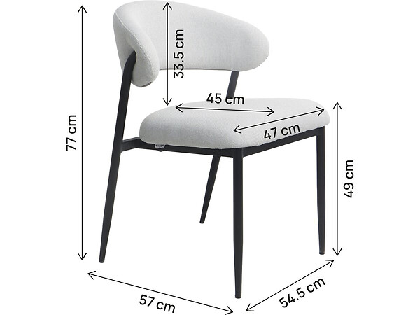 HABITAT ET JARDIN - Lot de 2 chaises de salle à manger en tissu et métal "Edena" - Gris clair - large