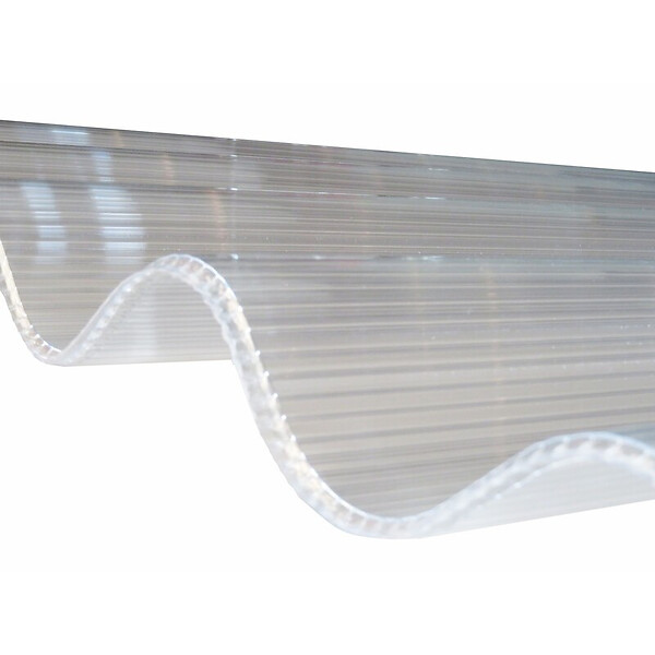 MCCOVER - Lot 5 plaques polycarbonate ondulées alvéolaires GO177/51 mm + 6 kits de fixation Translucide, l.92cm, L.305 cm - large