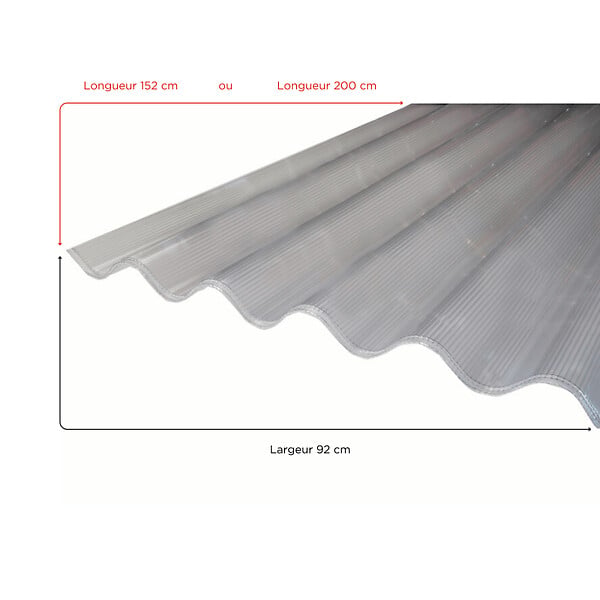 MCCOVER - Lot 5 plaques polycarbonate ondulées alvéolaires GO177/51 mm + 5 kits de fixation Translucide, l.92cm, L.152cm - large