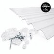 MCCOVER - Lot 5 plaques polycarbonate ondulées PO 76/18+ 6 kits de fixation Translucide, l.90 cm, L.3 m - vignette