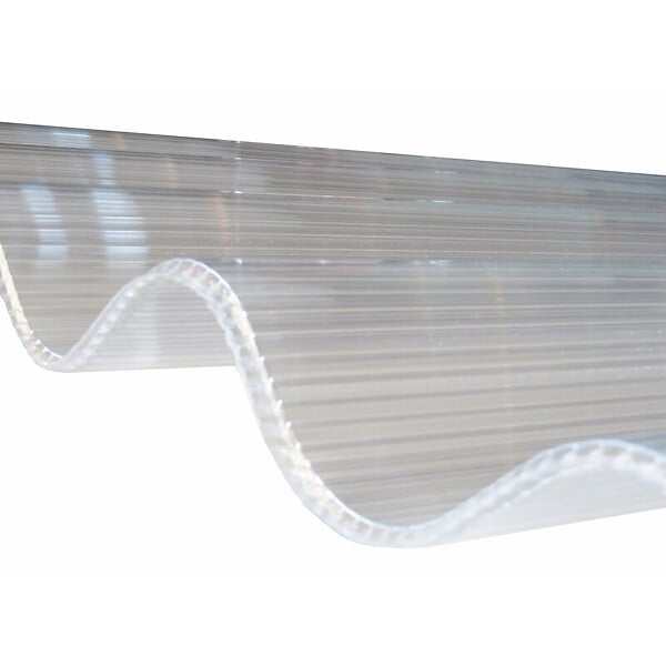 MCCOVER - Lot 2 plaques polycarbonate ondulées alvéolaire GO 177/51 mm + 2 kits de fixation Translucide, l.92cm, L.152cm - large