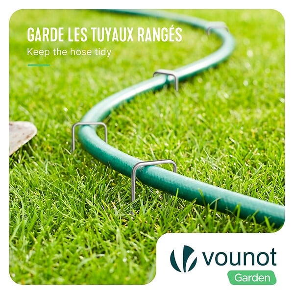 VOUNOT - Lot de 50 piquets de fixation pour jardin U 150x30mm en acier galvanise - large