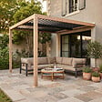 CONCEPT USINE - Pergola bioclimatique 3x3m adossée effet bois SIFNOS - vignette