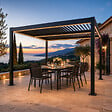 CONCEPT USINE - Pergola bioclimatique à LED 3x3m structure aluminium lames orientables CORFU - vignette